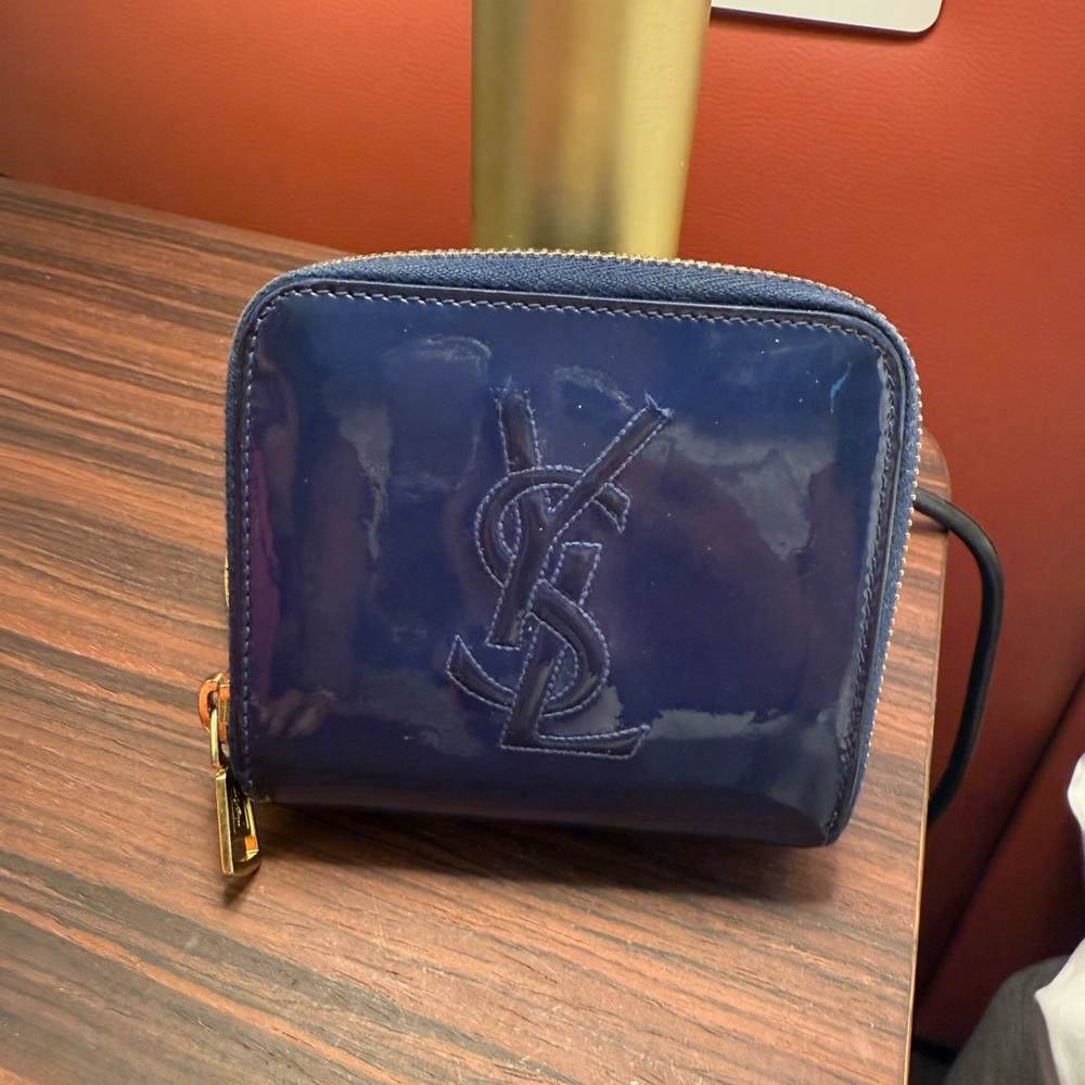 Yves Saint Laurent Glossy Blue Wallet